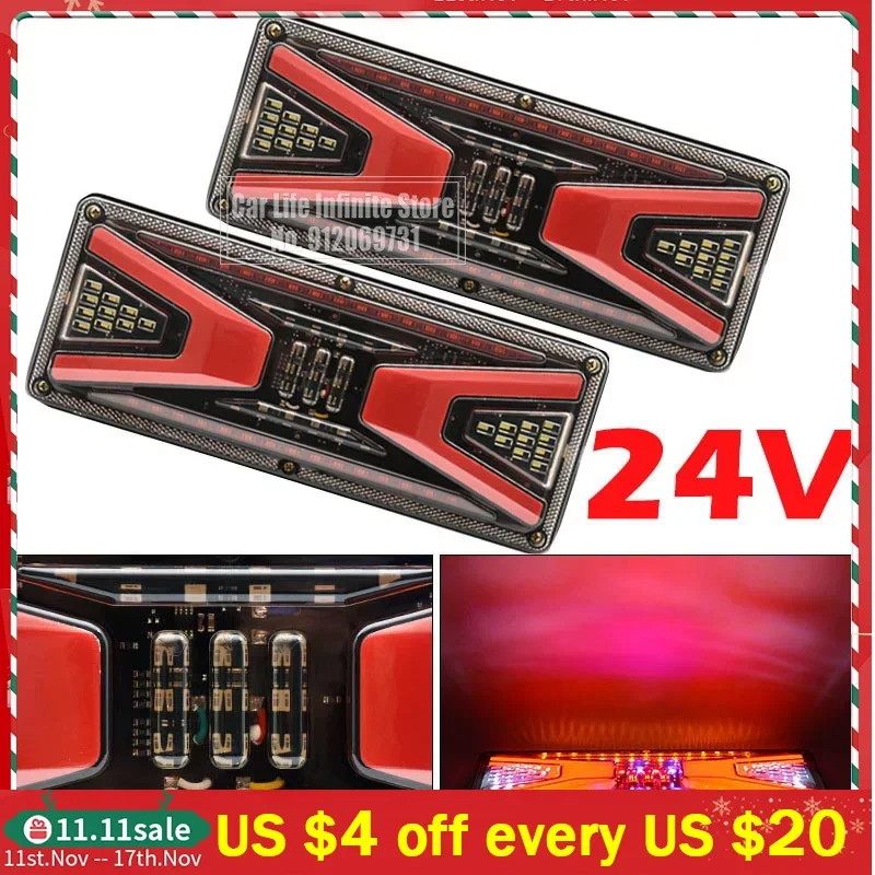 

Светодиодная автомобильная лампа поворота на руль, 24 В, задняя фонарь, супер яркий поток для грузовиков, прицепов, фургонов, габаритов, противотуманных фар, задняя фонарь, 2 шт.