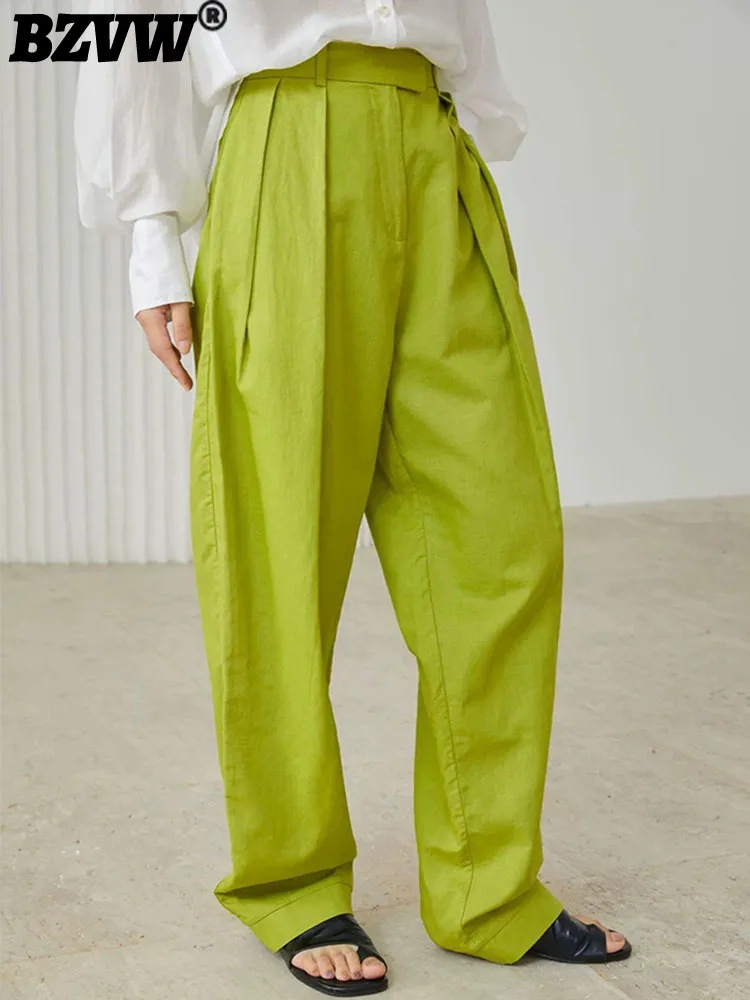 

Модные свободные универсальные повседневные Костюмные брюки BZVW для женщин, новинка 2023, трендовые льняные тонкие дышащие брюки с высокой талией для женщин 25X2645