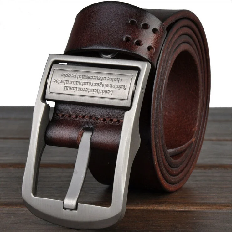 Men's Dress Genuine Leather Belts 100cm-150cm Length Alloy Prong Buckle Big & Tall Sizes Pin Buckle Belt 100cm-150cm Length