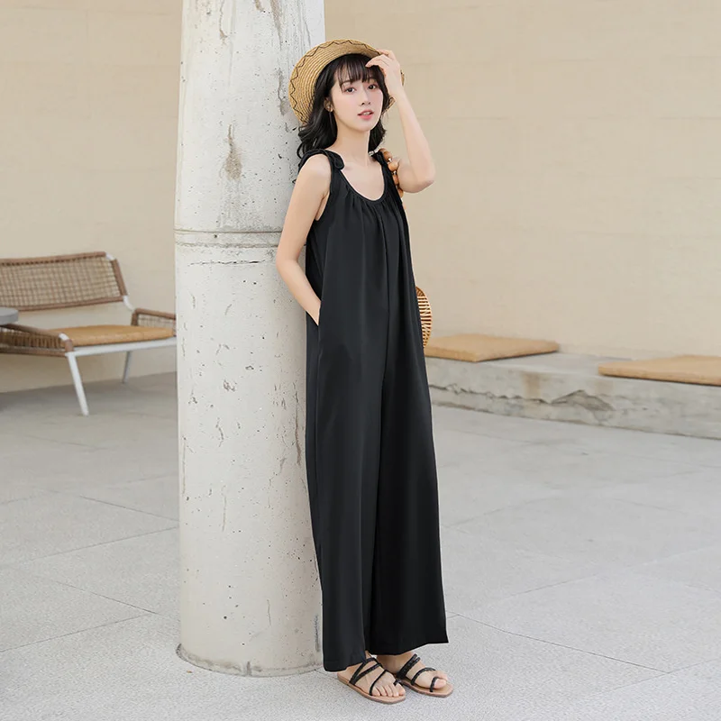 

Комбинезон, Новинка лета 2022, повседневный свободный бандажный удобный комбинезон в Корейском стиле с широкими штанинами и подтяжками, комб...