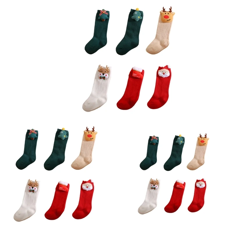 

Baby Girl Cotton Socks Toddlers Newborn Infant Cute Sock with Santa Claus Elk Decor Cartoon Socks Christmas Gift