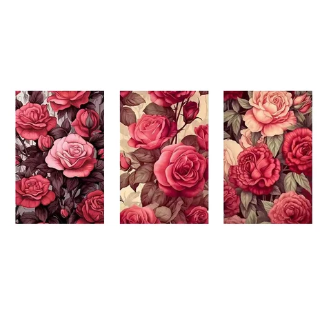 Алмазная живопись Fullcang Триптих Красный цветок