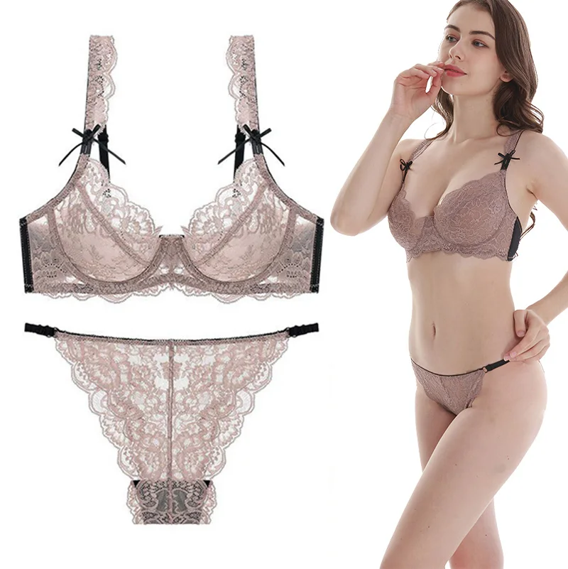 

Женский кружевной комплект с бюстгальтером размера плюс, женское нижнее белье, комплект с бюстгальтером и трусиками, привлекательная круже...