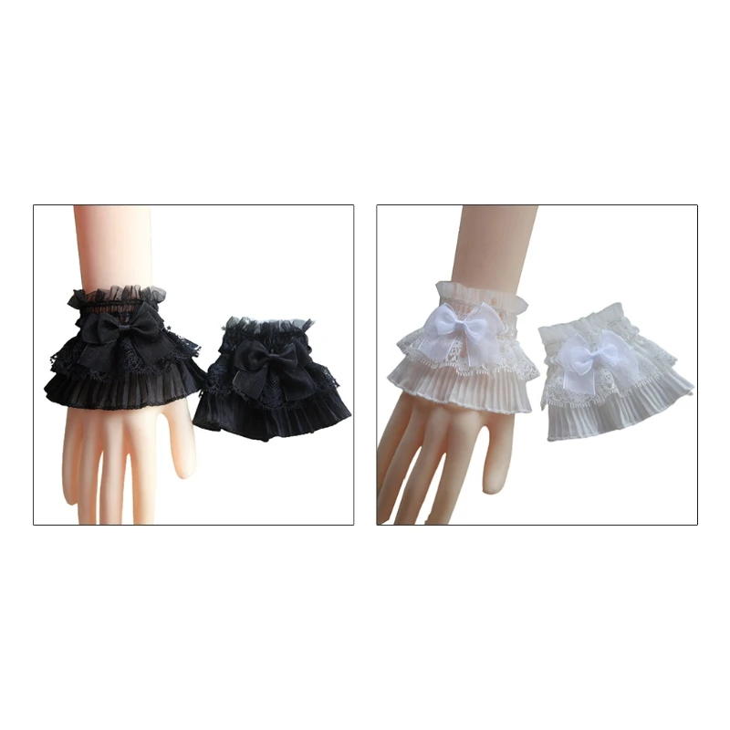 

Steampunk Wrist Cuffs for Women Lace Horn Cuff Detachable False Sleeve