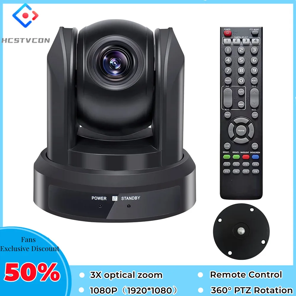 

1080P Video Conference PTZ Camera 60fps 3X/10X Optical Zoom Lens USB for Broadcast Events Church Live Streaming Online Educate