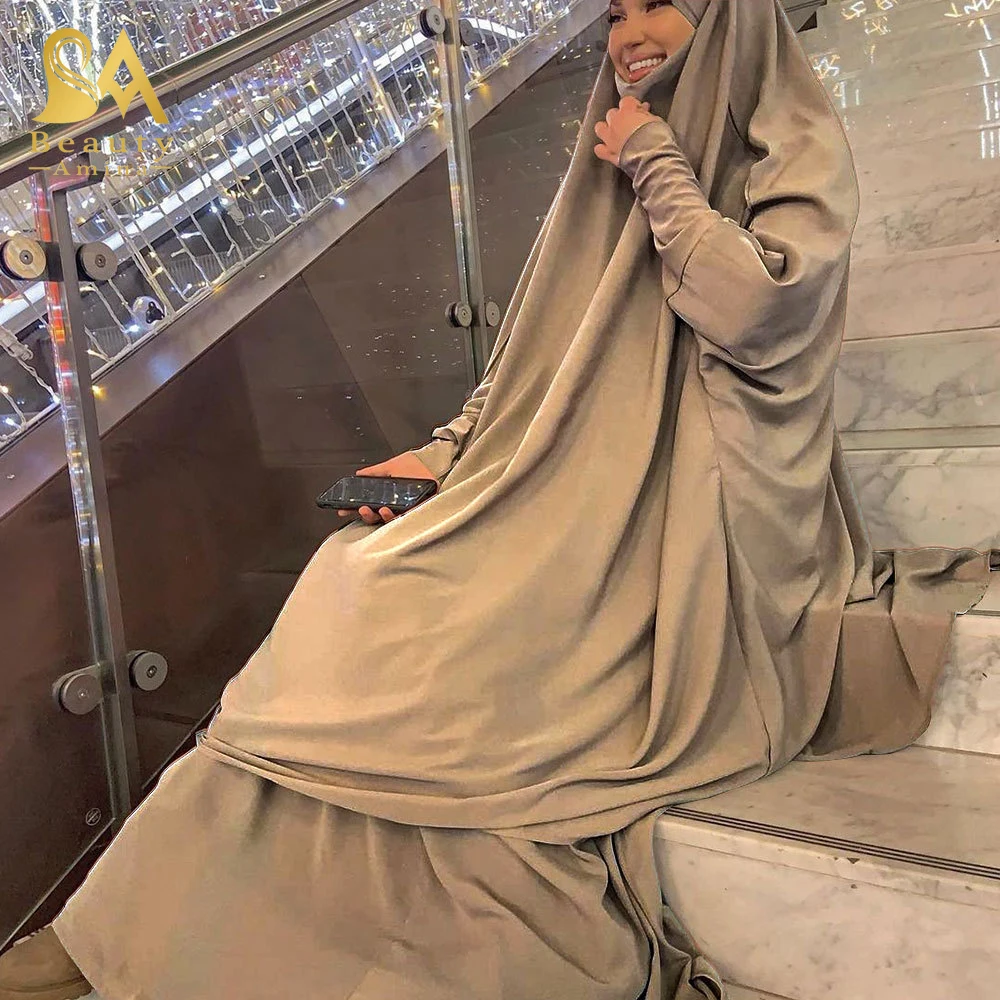 2023 New Muslim Plus Size Dress Dubai Middle East Robe Set Solid Color Long Skirt Abaya Robe Muslim Woman Dresses Fashion Set
