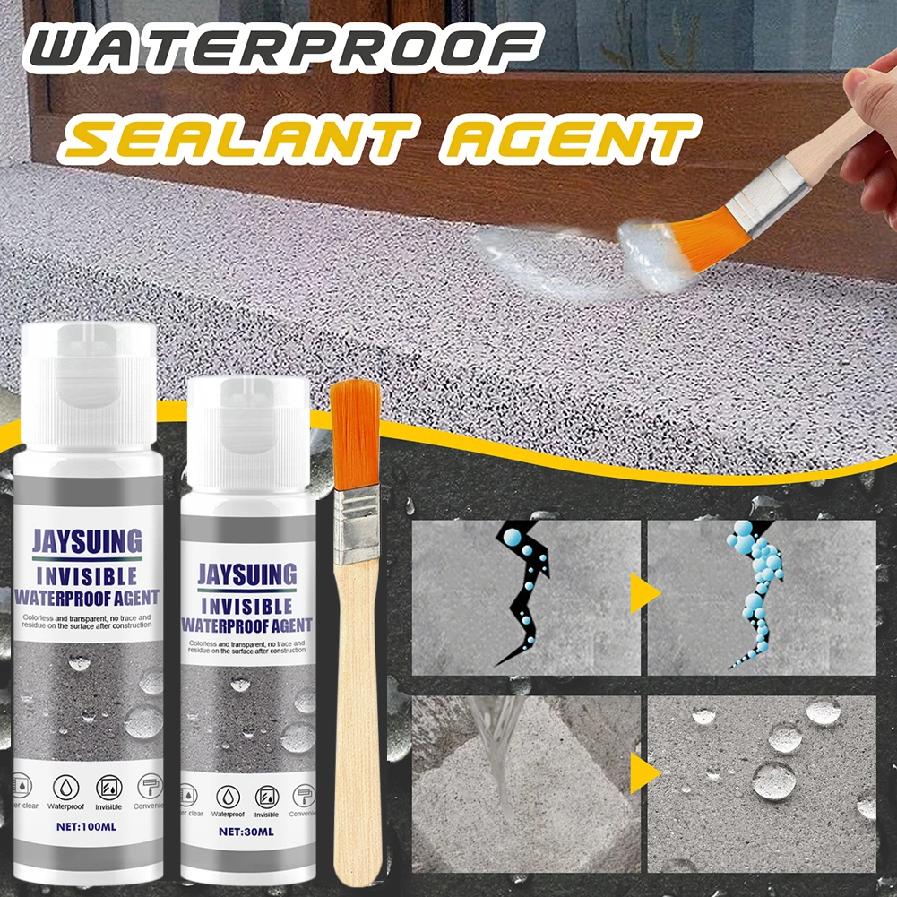 

30/100g Waterproof Insulating Sealant Invisible Paste Coating PU Adhesive AntiLeak Repair Glue for Home Roof Bathroom With Brush