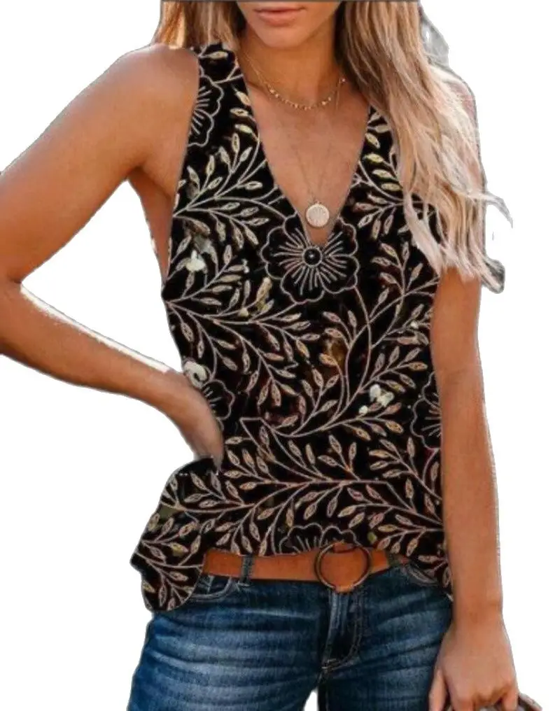 

Nieuwe Print Mouwloos Vest Voor Zomer 2022 Tops Voor Vrouwen Graphic Tee Tops Summer Plus Size Woman Tshirts Graphic Tee