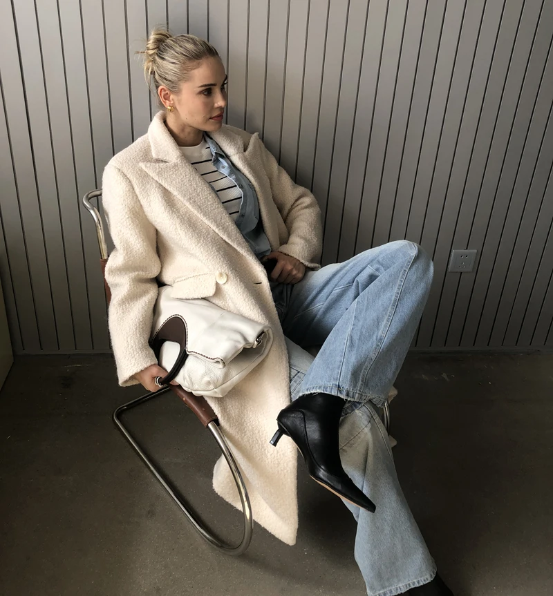 

2023 женское модное шерстяное длинное пальто