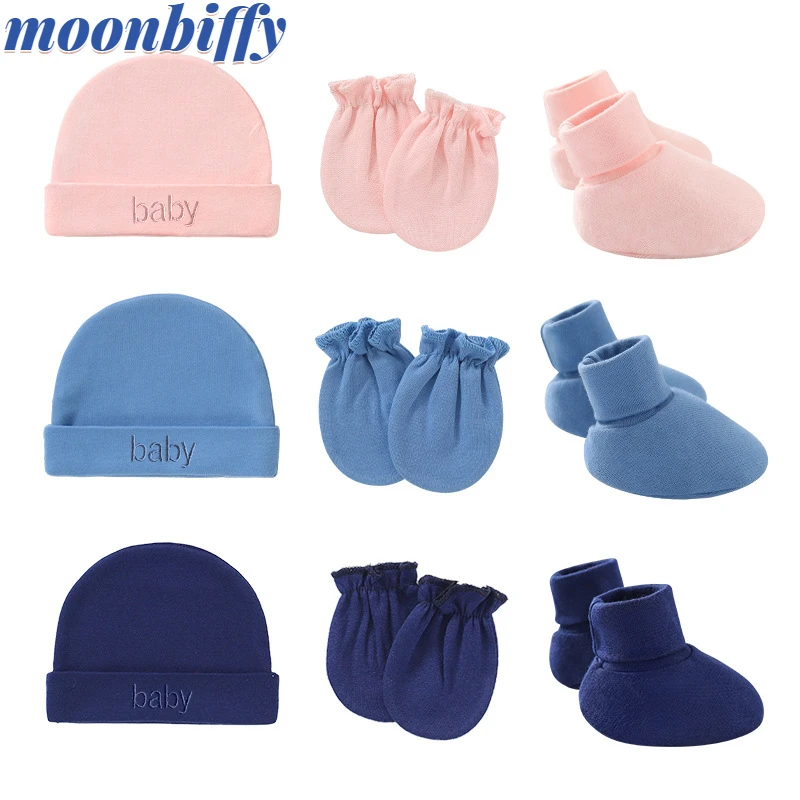 

Newborn Hat+Gloves+Socks Set For Baby Boy&Girl Cotton Fall Casual Photography Props Soft Headwear Infant Nightcap Fashion