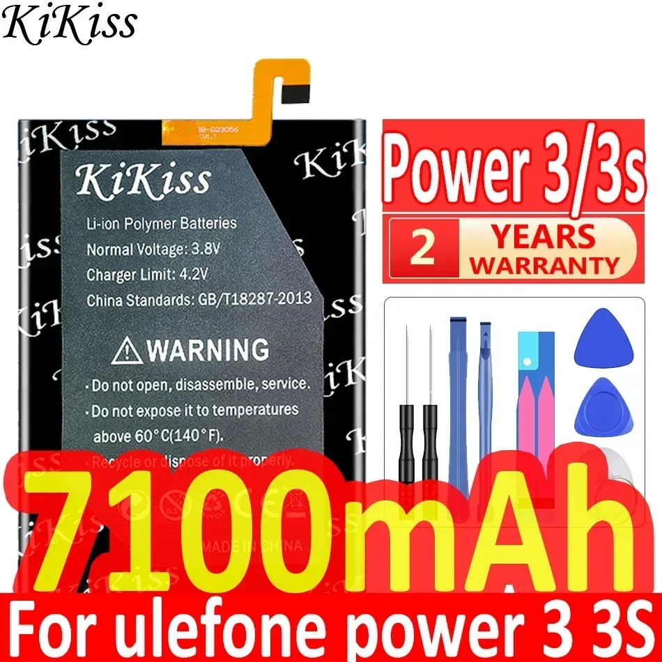 Мощная батарея 7100 мАч KiKiss для Ulefone Power 3 3S запасные батареи сотового телефона +
