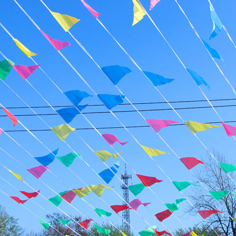 

Pennant string flags small colorful flag Saint Noon's Day festival opening layout venue colorful flags hanging flags decoration