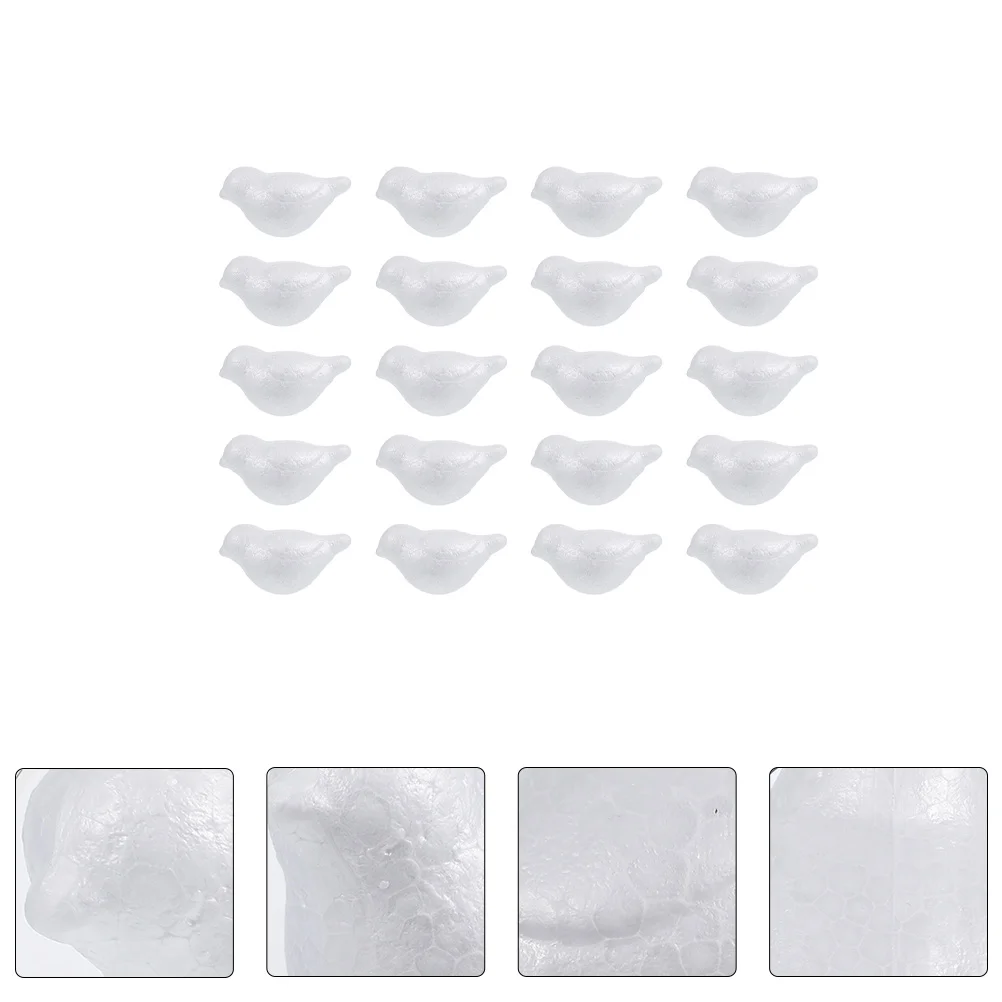 

20Pcs White Bird Polystyrene Styrofoam Figurine Mould for DIY Craft Children School Projects Modeling Supplies