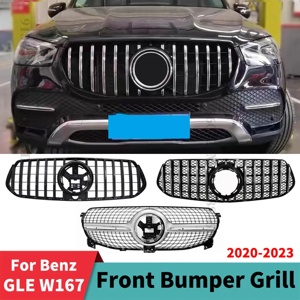 Upgrade Front Hood Grille Racing Grill Perfect Match GT Diamond Sport Body Kit Trim For Mercedes W167 Benz GLE 350 450 2020-2023