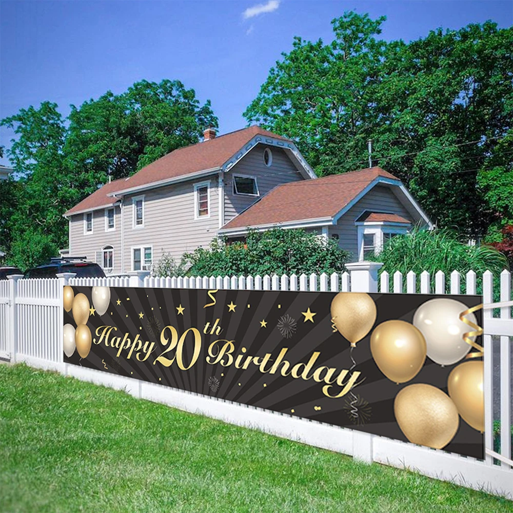

Black Gold Happy Birthday Banner Adult Birthday Party Decoration Background Decor Bunting Garland Banners Bunting