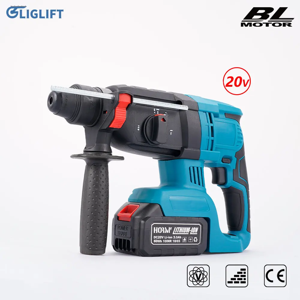 

20V 10000BPM Brushless Electric Hammer Impact Drill Cordless Rotary Hammer Rechargeable Punching Machine For Makita Battery