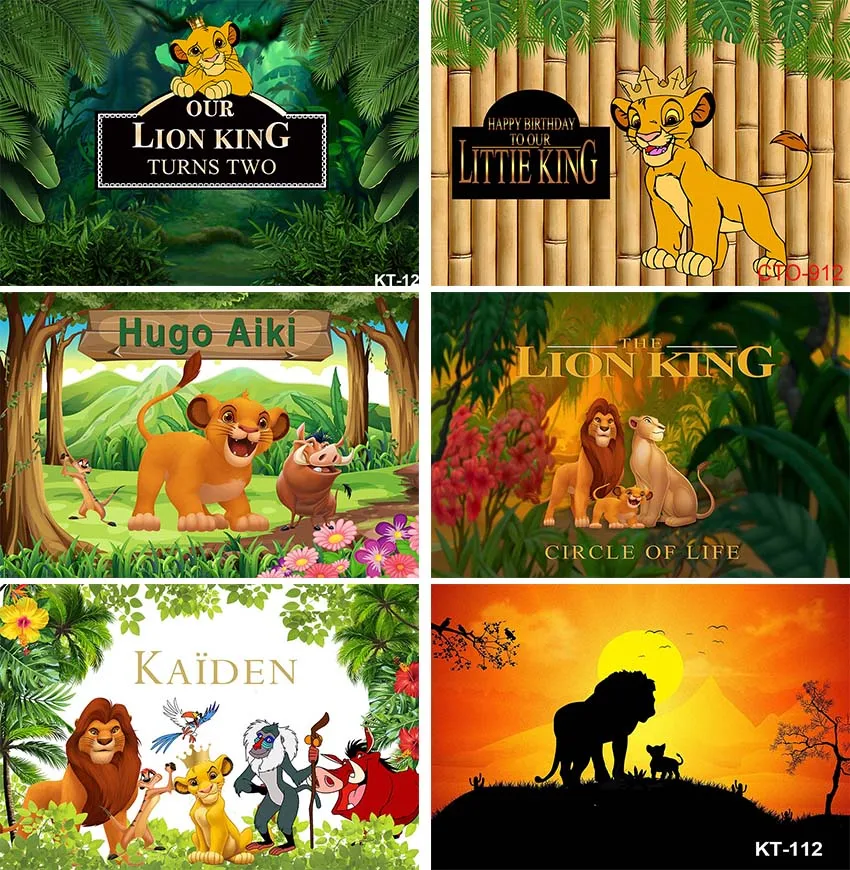 

Фон с изображением короля льва на 1-й день рождения, дикие джунгли, сафари, король льва, Декорации для детского душа, тропический лес, король льва, баннер для детей