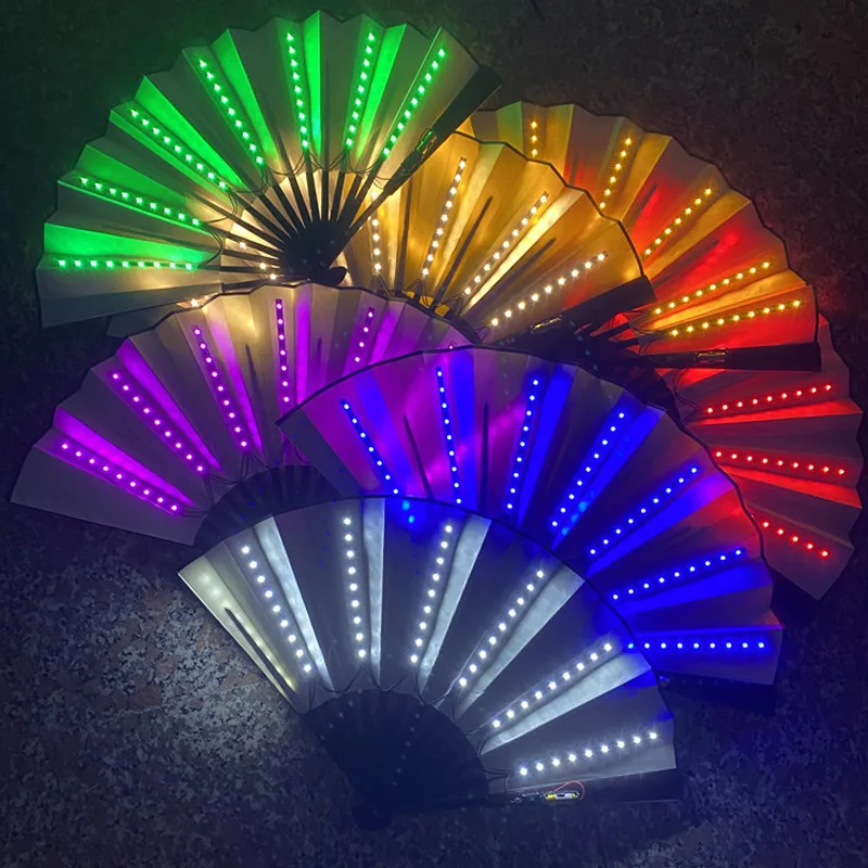 

Party LED Glowing Fan Luminous Folding Fan Colorful Party/Dance LED Paper Fan Stage Performance DJ Show Light Up Fan Wedding