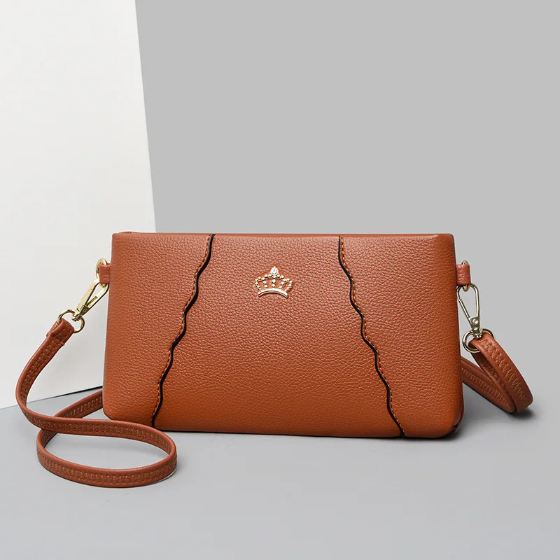 

2023 Diamond Crown Leather Hand Bag Fashion Envelope Bag Single Shoulder Diagonal Straddle Small Bag