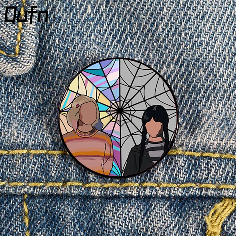 

Nevermore Wednesday Lapel Pin Enid Sinclair Wednesday Addams Metal Enamel Brooch Jacket Backpack Badge Pins for Fans Gifts