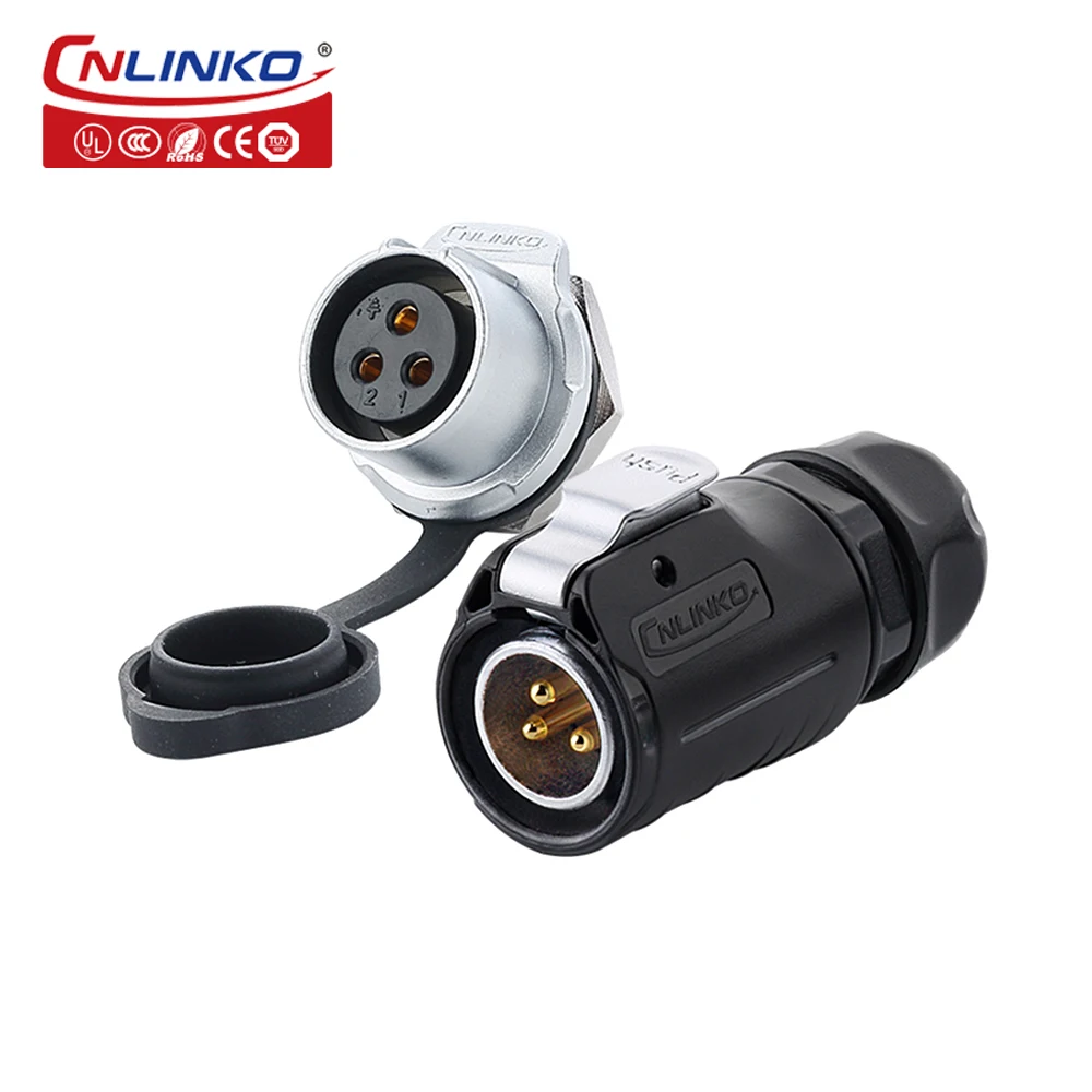 

Cnlinko LP-20 3 Pin 20mm Male Female Aviation Socket Plug Electric Connector Panel Mount Circular Power Connector 3 Pin Nut Rear