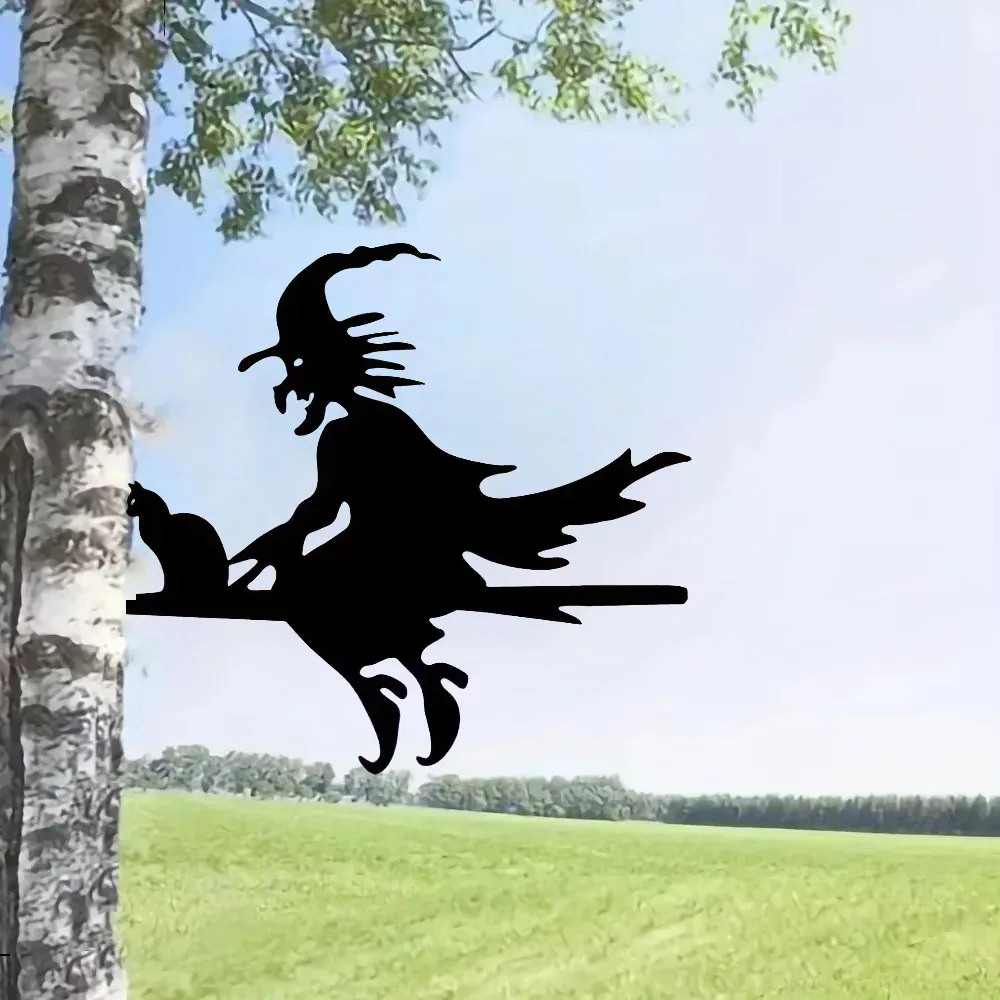 1 шт. призрачная страшная ведьма и кошка на ветке стальной силуэт металлическое