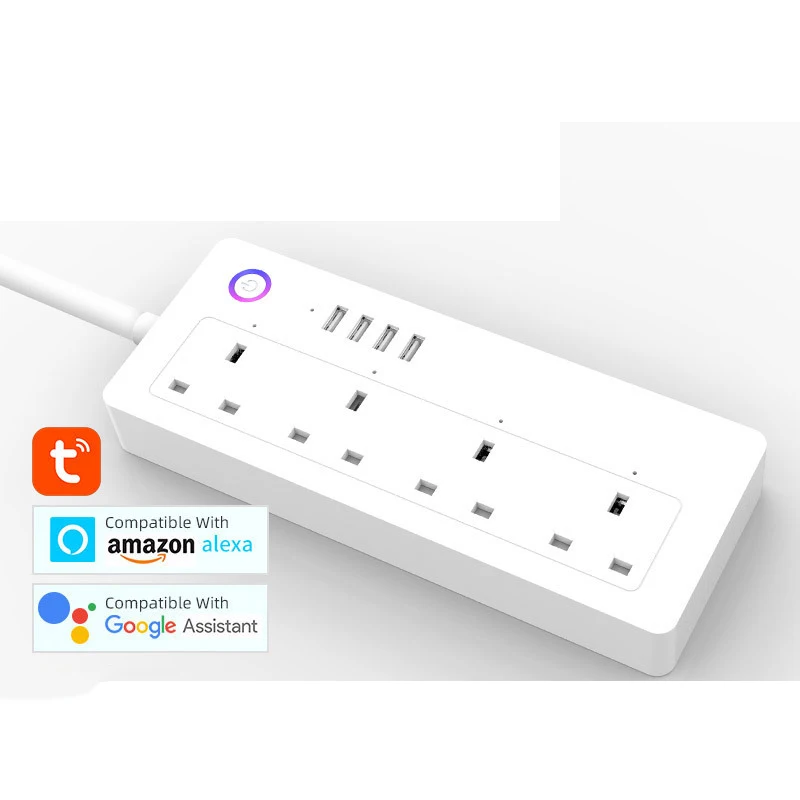 

Умный удлинитель Smartlife с поддержкой Wi-Fi, 4 розетки, 4 USB-порта