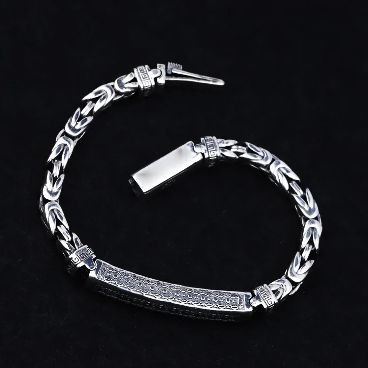 

S925 pure silver bracelet Thai silver ancient keel grain woven fashion people hand chain contracted celebrity personality