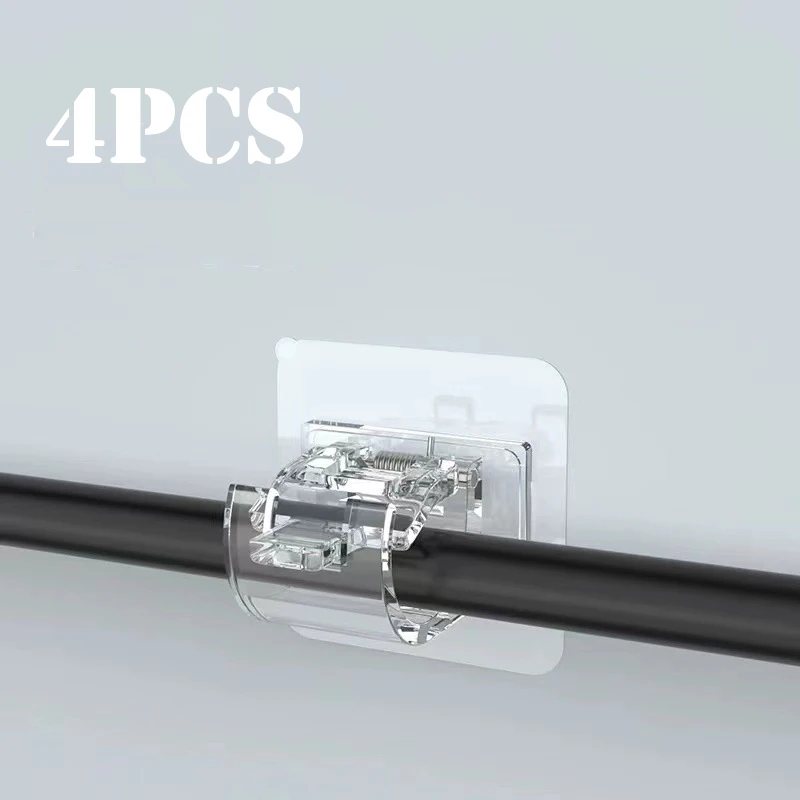 

Installation For Rack Clamp Easy Rod 2/4pcs Clip Nail-free Holder Hanging Adhesive Wall Adjustable Hooks Curtain Fixed With