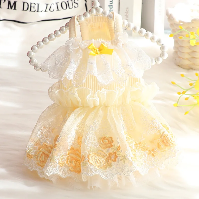 

Puppy Clothes Dog Dress Pet Clothes Spring and Summer Embroidery Breathable Environmental Friendly Two Colors Five Sizes