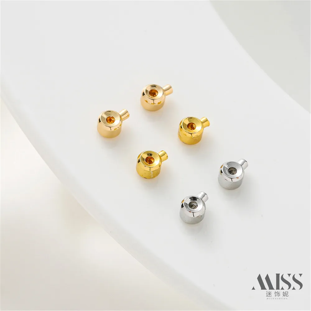 

14K color retaining gold finishing button Platinum cylinder button buckle copper plated DIY bracelet necklace head accessories