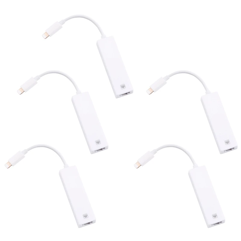 

5X 100Mbps Network Cable Adapter for Lightning to RJ45 Ethernet LAN Wired Overseas Travel Compact for iPhone/iPad Series
