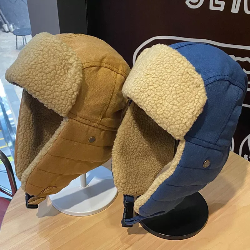 

Men Women Ear Protection Cap Trapper Bomber Warm Trooper Ear Flaps Winter Ski Hat Solid Fluffy Faux Fur Cap Bonnet Hats