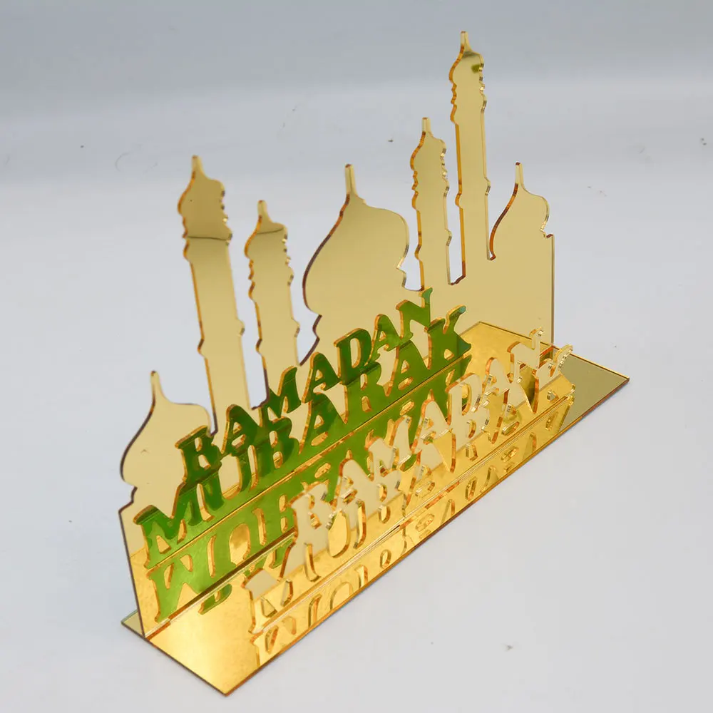 

2023 EID Mubarak Acrylic Ornament Ramadan Decoration For Home Islamic Muslim Party Favor Supplies Golden Moon Decor EID Gifts