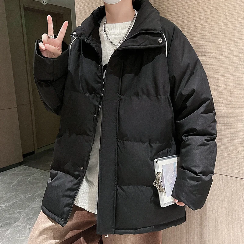 Winter Jacket Men Warm Fashion 4 Colors Casual Thick Down Jacket Men Streetwear Loose Short Coat Mens Parker Large Size M-5XL