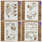 4 шт.компл. A4 29 см винтажная птица Слова DIY наслоения трафареты настенная живопись раскраска для скрапбукинга тиснильный альбом декоративный шаблон