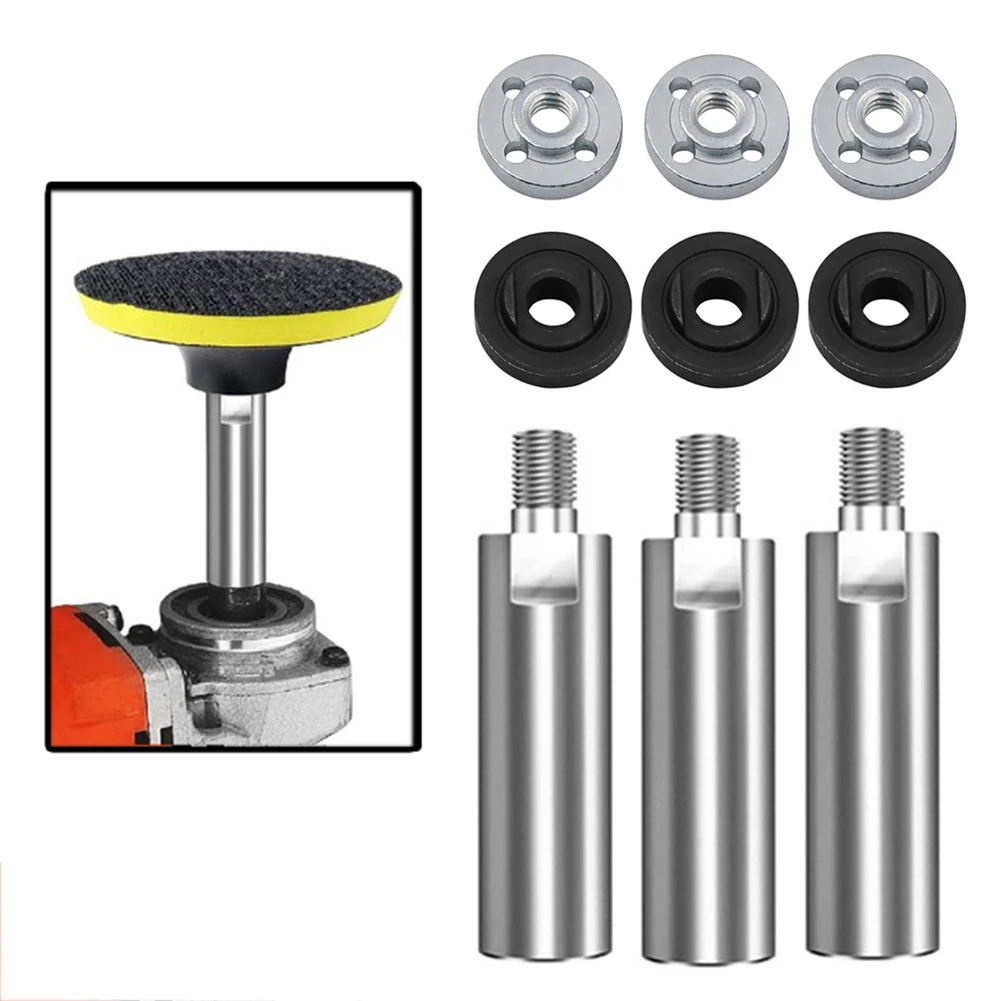 

9pcs14mm Shank Angle Grinder Extension Connecting Rod M10 Thread Stainless Steel Extender Shaft Polisher Accessories