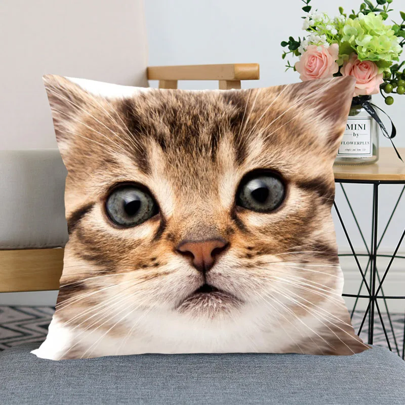 

New Arrival Cat Animal Pillow Case For Home Decorative Pillows Cover Invisible Zippered Throw PillowCases 40X40,45X45cm