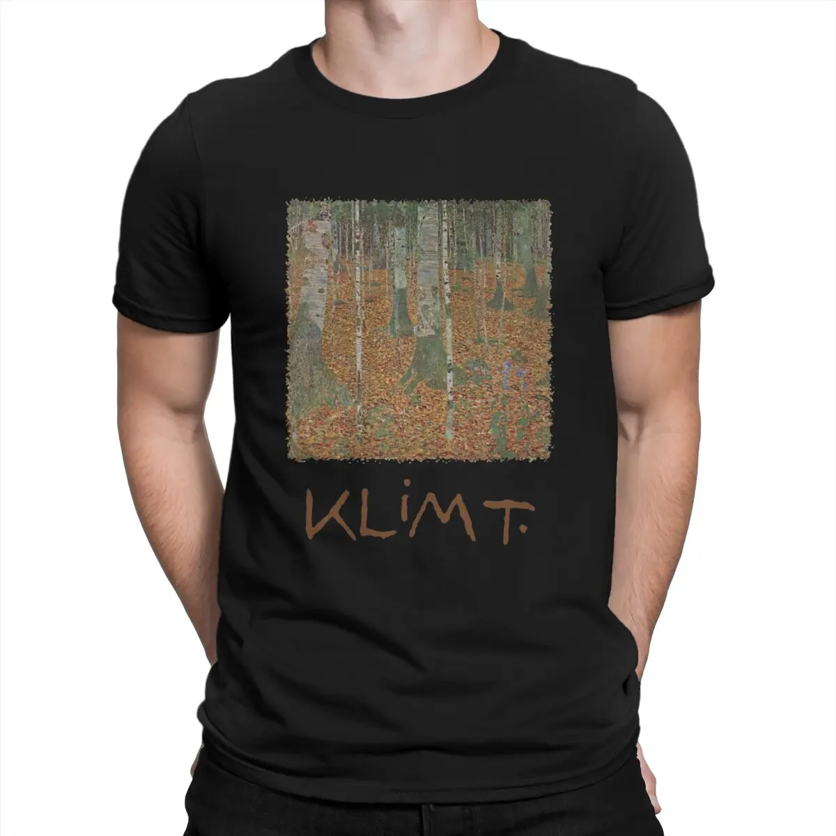 

Birch Forest T Shirts Men's 100% Cotton Novelty T-Shirts Crewneck Gustav Klimt Tees Short Sleeve Clothes Unique