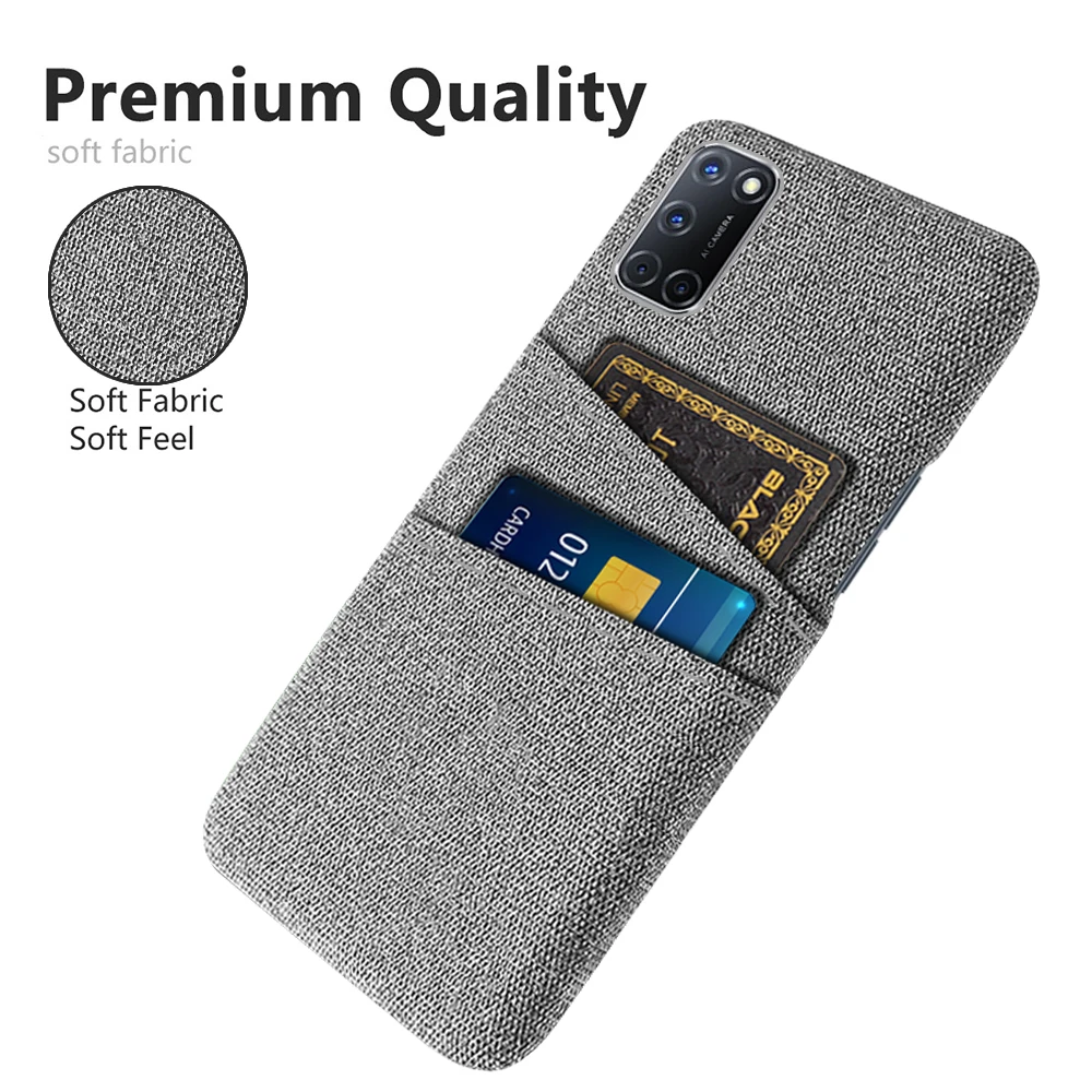 

For OPPO A72 A52 A92 A 72 52 92 OPPOA72 OppoA52 OppoA92 For OPPO A72 A92 A52 Case Dual Card Fabric Cloth Luxury Business Cover