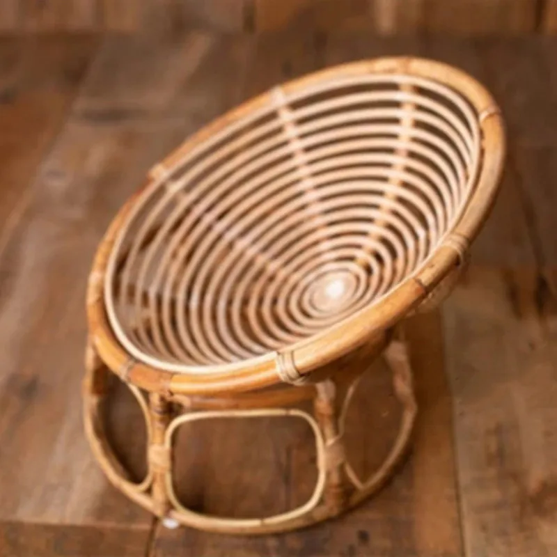 Newborn Photography Props Handmade Bamboo Basket Vintage Chair for Boys Girls Baby Fotografia Props Photo Shooting Posing Sofa