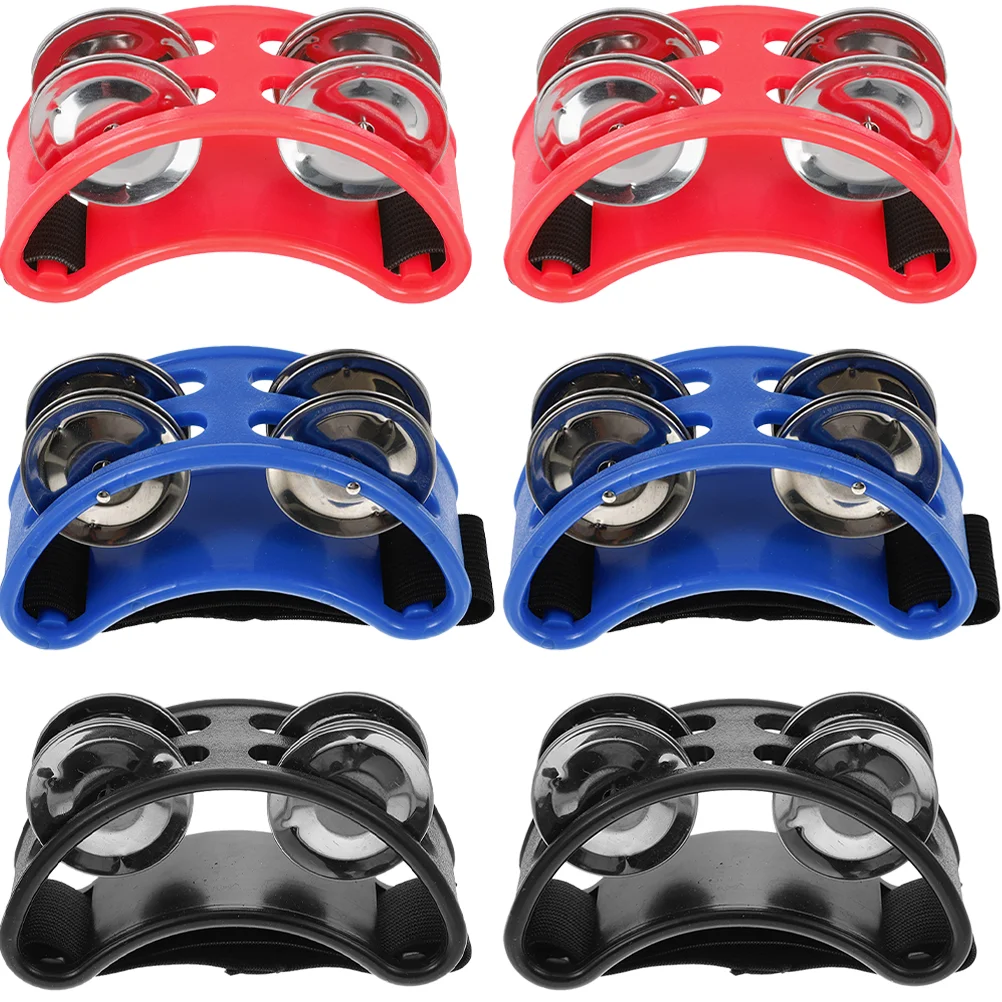 

6 Pcs Aldult Foot Child Hand Drums Adults Tambourine Steel Jingles Nylon Pedal