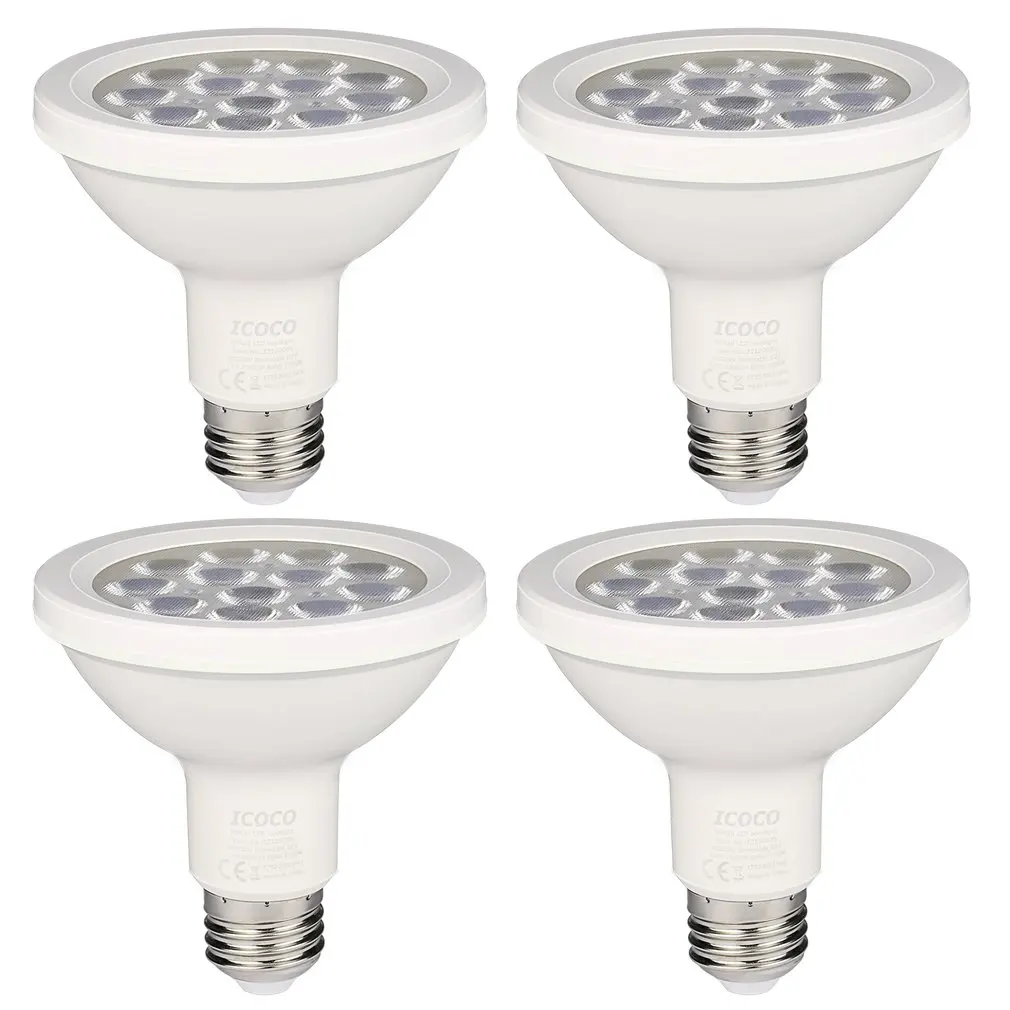 

ICOCO 4PCS PAR30 12LED 12W Dimmable Short Neck 1000LM 3000K Warm White Spotlight LED Bulb Quivalent for 75W Halogen Bulb