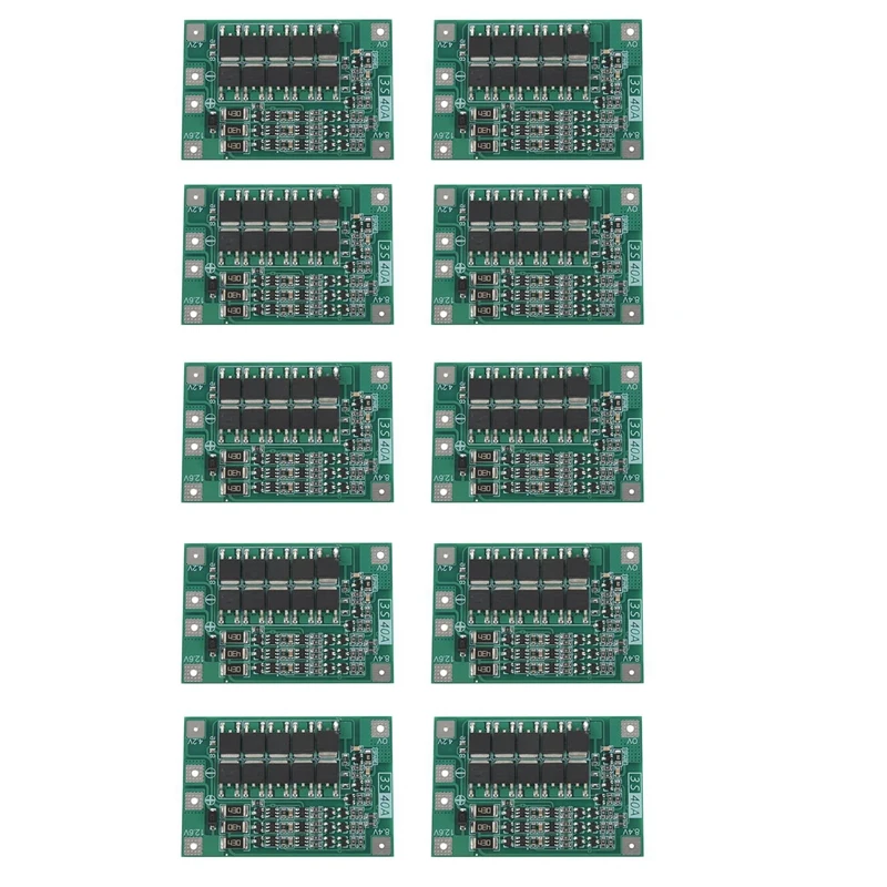 

10X 3S 40A For Screwdriver 12V Li-Ion 18650 Bms Pcm Battery Protection Board Bms Pcm With Balance Liion Battery Pack