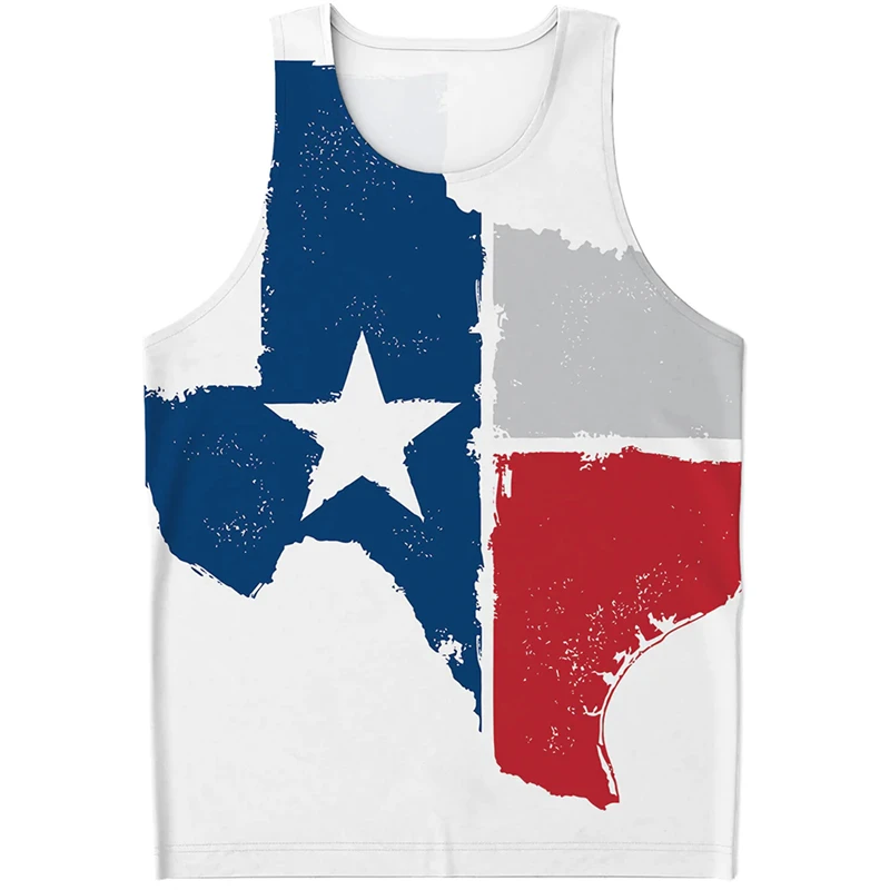 Fashion Texas Flag Pattern Tank Tops Summer Simple Casual Men Women 3D Printed Sleeveless T Shirts Loose Streetwear Vest Tees