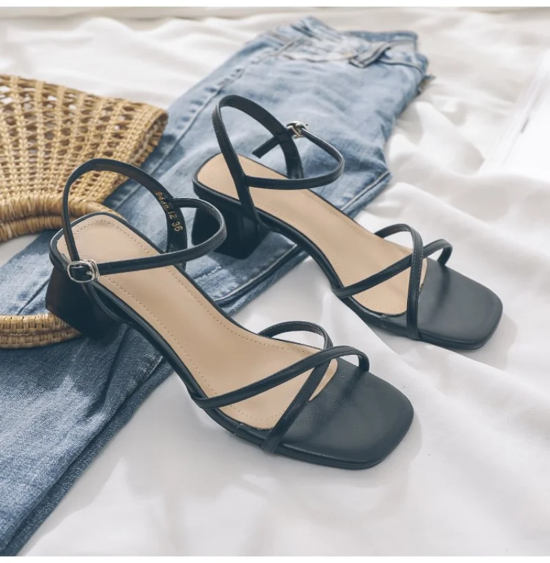 

Women's high heel sandals 2022 summer sandals fashion thick heels shoes thick soles sexy fairy style with skirt buckle sandals
