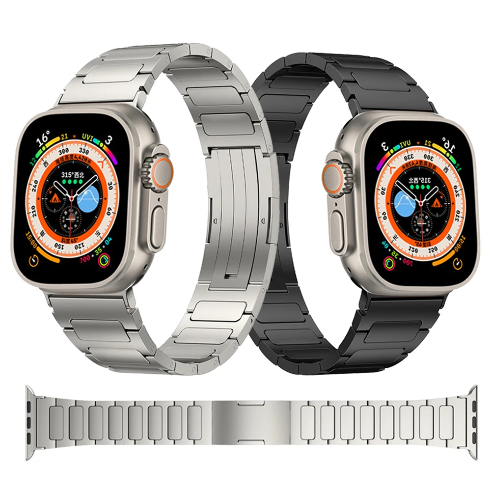 

Ремешок из титанового сплава для Apple Watch Ultra 2 49 мм 9 45 мм 41 мм, браслет для iWatch Series 9 8 7 6 5 3 SE 44 мм 42 мм 40 38 мм