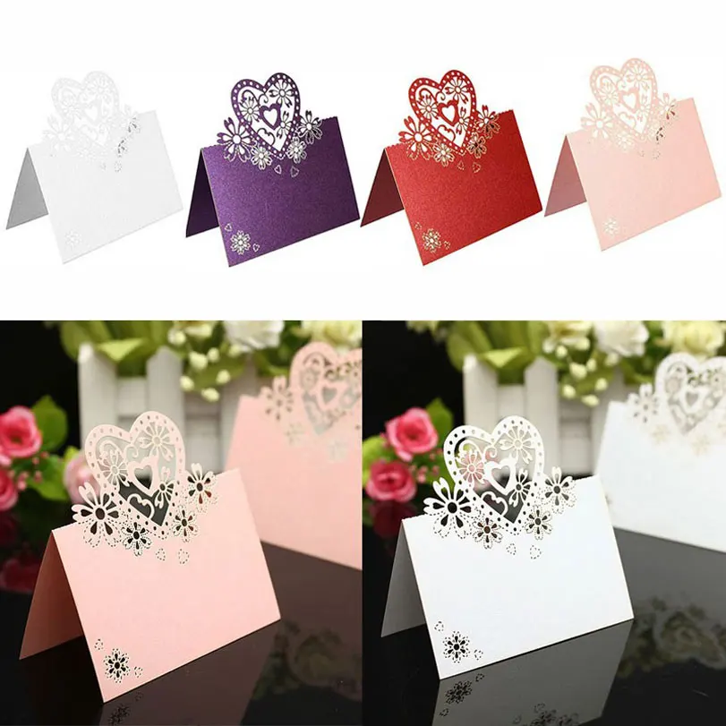 

50Pcs Laser Cut Wedding Invitations Card Love Heart Wedding Bridal Shower Decor Gift Greeting Card Kits Event Party Supplies