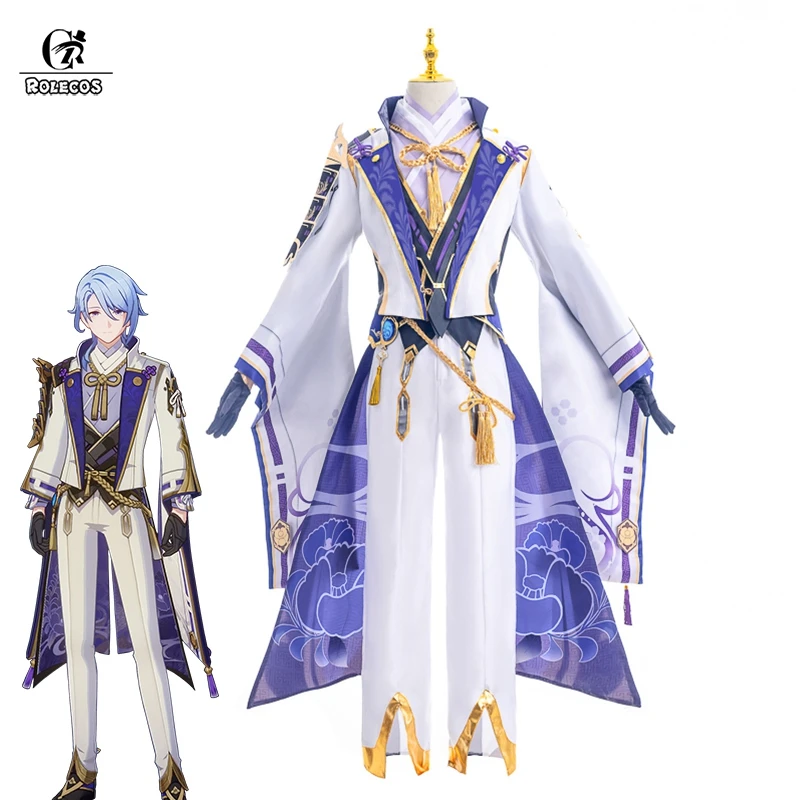 

Костюм для косплея ROLECOS Genshin Impact Kamisato Ayato, карнавальный костюм на Хэллоуин, полный костюм Ayato Kamisato