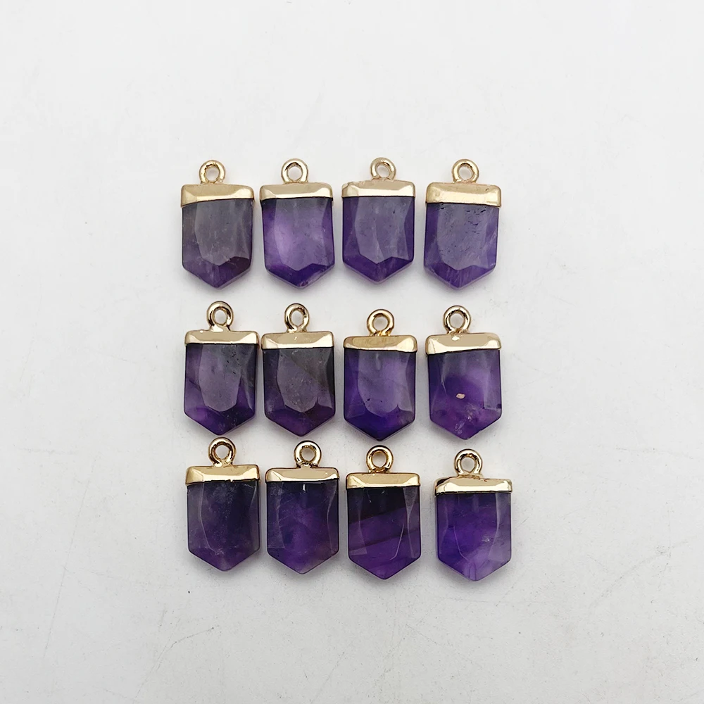 

12 шт., подвески из натурального камня и аметиста для изготовления ювелирных изделий
